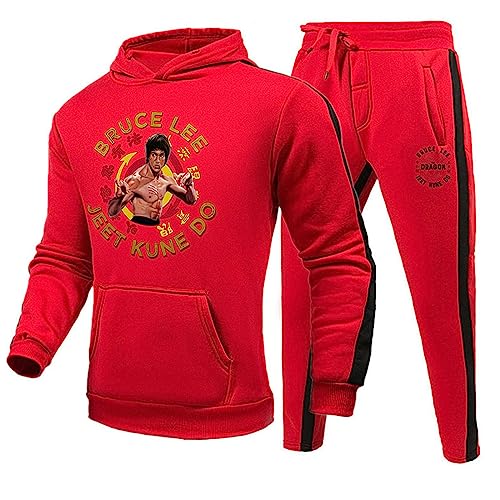 keepmore Bruce Lee Kapuzenpullover und Jogginghose Set Kung Fu Martial Art Bruce Lee 3D-gedrucktes Trainingsanzug-Set für Männer Frauen von keepmore