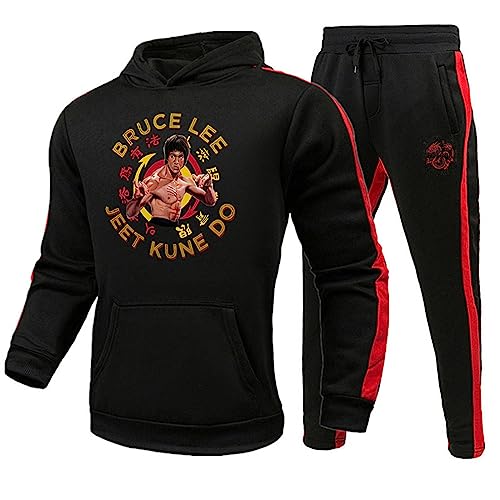 Li Xiaolong Dragon Kapuzenpullover und Jogginghose Set Kung Fu Martial Art Li Xiaolong Dragon 3D-gedrucktes Trainingsanzug-Set für Männer Frauen von keepmore