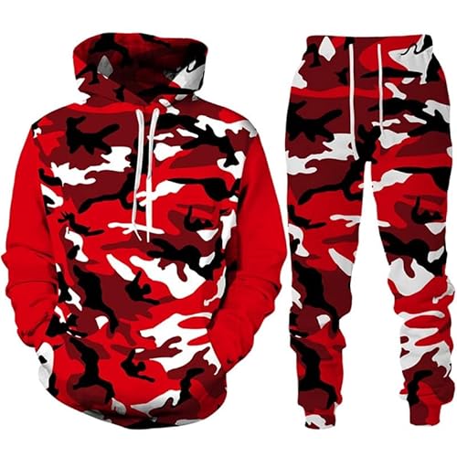 keepmore Camouflage 3D gedruckt Trainingsanzug Set Männer Frauen Hoodie + Hosen 2pcs Sets Outdoor Fitness Sportbekleidung Übergröße Casual Unisex Kleidung von keepmore