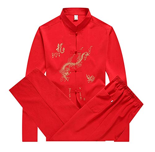 keepmore Chinesisch Kleidung Tang Anzug - Traditionell China Ancient Kostüm Kampfkunst Tangzhuang Kung Fu Lange Ärmel/Kurzarm Jacke Anzug Hemd Outfit Uniform für Herren von keepmore