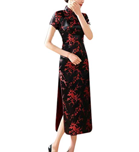 keepmore Chinesisch Stil Qipao für Damen, Langes Kleid Plus Size Cheongsam Abendkleid Qipao für Hochzeit von keepmore