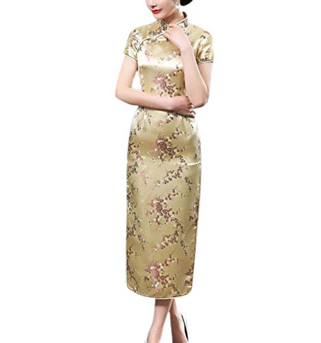 keepmore Chinesisch Stil Qipao für Damen, Langes Kleid Plus Size Cheongsam Abendkleid Qipao für Hochzeit von keepmore