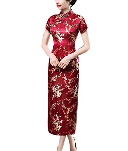 keepmore Chinesisch Stil Qipao für Damen, Langes Kleid Plus Size Cheongsam Abendkleid Qipao für Hochzeit von keepmore