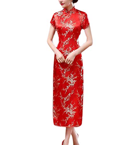 keepmore Chinesisch Stil Qipao für Damen, Langes Kleid Plus Size Cheongsam Abendkleid Qipao für Hochzeit von keepmore