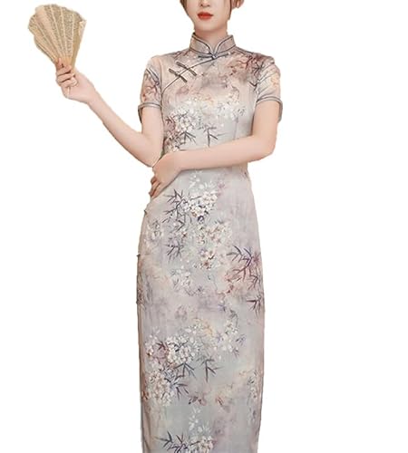 keepmore Frauen Satin Cheongsam Chinesisch Traditionell Schlankes Kleid Hochzeitskostüm Lang Qipao Kleider von keepmore