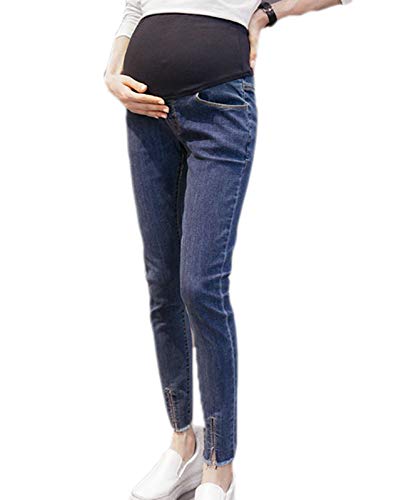 keepmore Gewaschene Jeans Hose mit zerrissenem Loch Skinny Umstandsjeans Mode Bauchschutz Bleistifthose Schwangerschaftskleidung für Schwangere Frau von keepmore