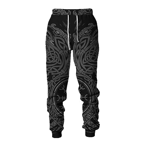keepmore Herren 3D-gedruckte Sporthose Schwarz Lässig Jogginghose mit Kordelzug Tasche L von keepmore