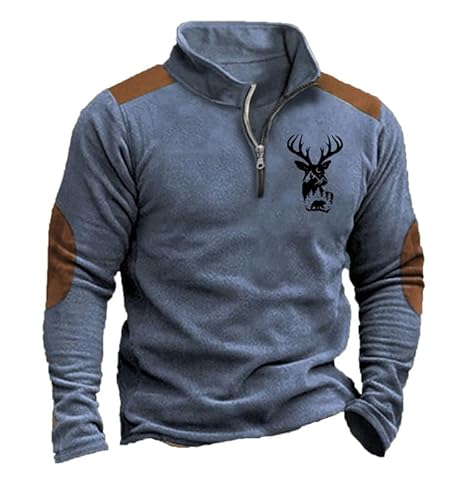 keepmore Herren Western Aztec Sweatshirt Rentier Bedruckt Langarm Viertel Reißverschluss Ethnische Grafik Pullover Tops von keepmore