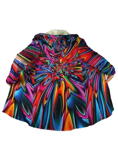 Herren Wolf und Dinosaurier bedruckter Mantel Jacke 3D Digitaldruck langes Cape Kleidung Cape Poncho von keepmore