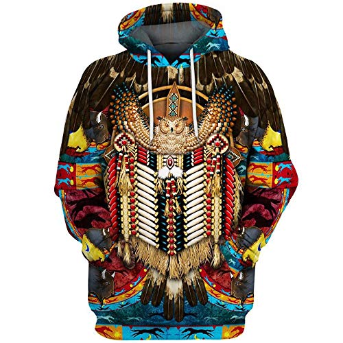 keepmore Indianer Vintage Hoodies Männer/Frauen Mode Persönlichkeit 3D Digitaldruck Langarm Kapuzen Sweatshirt von keepmore