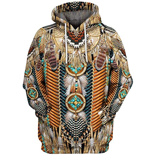 Indianer Vintage Hoodies Männer/Frauen Mode Persönlichkeit 3D Digitaldruck Langarm Kapuzen Sweatshirt von keepmore
