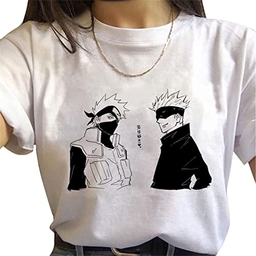 keepmore Jujutsu Kaisen Anime T-Shirt Gojo Satoru Charakter bedrucktes Muster Sommer Kurzarmoberteile von keepmore