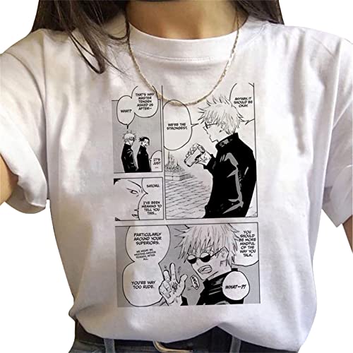 keepmore Jujutsu Kaisen Anime T-Shirt Gojo Satoru Charakter bedrucktes Muster Sommer Kurzarmoberteile von keepmore