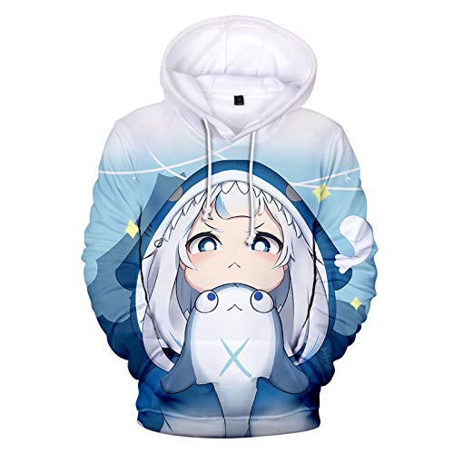 keepmore Unisex Anime Virtueller Anker Gawr Gura Lässig Langarm 3D Kapuzenpullover Gawr Gura Cosplay Sweatshirts von keepmore