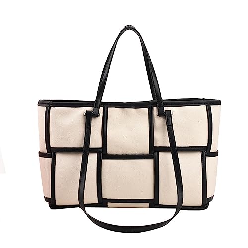 kejinsge Große Damen-Umhängetasche aus Leder, gewebt, Umhängetasche, Damen-Handtasche mit Tragegriff oben, Arbeitstasche mit passender Clutch, Schwarzer Rand, Medium kejinsge Große Damen-Umhängetasche aus Leder, gewebt, Umhängetasche, Damen-Handtasche mit Tragegriff oben, Arbeitstasche mit passender Clutch, Schwarzer Rand, Medium von kejinsge