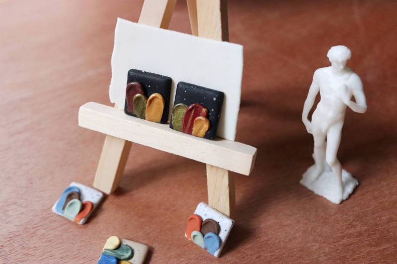 Ohrstecker-Quadratisch-stein Effekt-Pinselstriche-Polymer Clay Schmuck Ohrstecker-Quadratisch-stein Effekt-Pinselstriche-Polymer Clay Schmuck von kejkejstudio