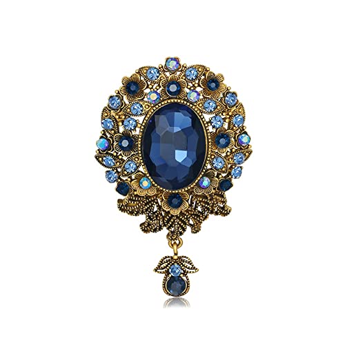 kekaa Kristall-Blumen-Brosche-Stifte Frauen-Blumen-Brosche-Elegantes Abzeichen-Schmuck-Mode-Hochzeitsfest-Brosche-Partei-Geschenke Blau von kekaa