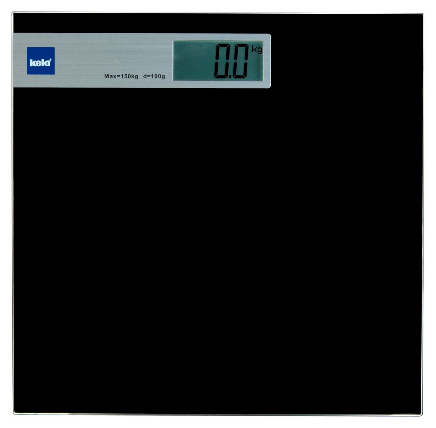 kela Personenwaage GRAPHITO, B 30 x T 30 cm, Schwarz, Sicherheitsglas, Anti-Rutsch-Füße, bis max. 150 kg von kela