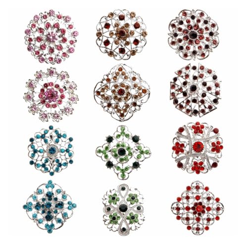 keland 12pcs Mix Set Crystal Brookes Flower Brook Collar Pin Corsage Bouquet Dekor Großhandel Lot DIY BROACH (color-2) von keland