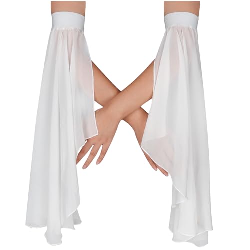 keland Gothic Hexe Armstulpen Chiffon Hxenärmel Vampir Handschuhe Halloween (X-Weiß) von keland