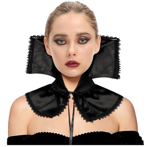 keland Gothic Vampir Kragen Hexe Samt Viktorianisch Halskrause für Damen Halloween (X-Schwarz) von keland