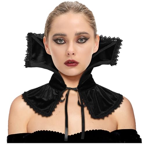 keland Gothic Vampir Kragen Hexe Samt Viktorianisch Halskrause für Damen Halloween (Z-Schwarz) von keland