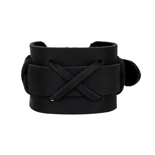 keland Wikinger Leder Manschetten Armband Lederarmband Handgelenkband für Frauen Männer (Schwarz) von keland