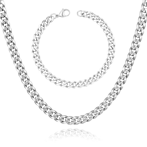 Halskette Herren Silber, Silberkette Herren Ketten Edelstahl Kette Männer Edelstahlkette Panzerkette, Männer Kubanische Gliederkette Hip-Hop Silberkette Men's Necklace 50 CM Casual Klassische Halskette Herren Silber, Silberkette Herren Ketten Edelstahl Kette Männer Edelstahlkette Panzerkette, Männer Kubanische Gliederkette Hip-Hop Silberkette Men's Necklace 50 CM Casual Klassische von kelav