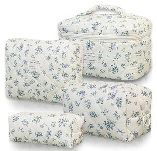 KELAV 4er-Kosmetiktasche-Damen - Kulturbeutel Damen Make Up Tasche mit Blumenmuster, Reise-Kosmetiktasche Set, Make up Bag Makeup Bag-Kosmetiktasches Klein für Frauen Mädchen KELAV 4er-Kosmetiktasche-Damen - Kulturbeutel Damen Make Up Tasche mit Blumenmuster, Reise-Kosmetiktasche Set, Make up Bag Makeup Bag-Kosmetiktasches Klein für Frauen Mädchen von kelav