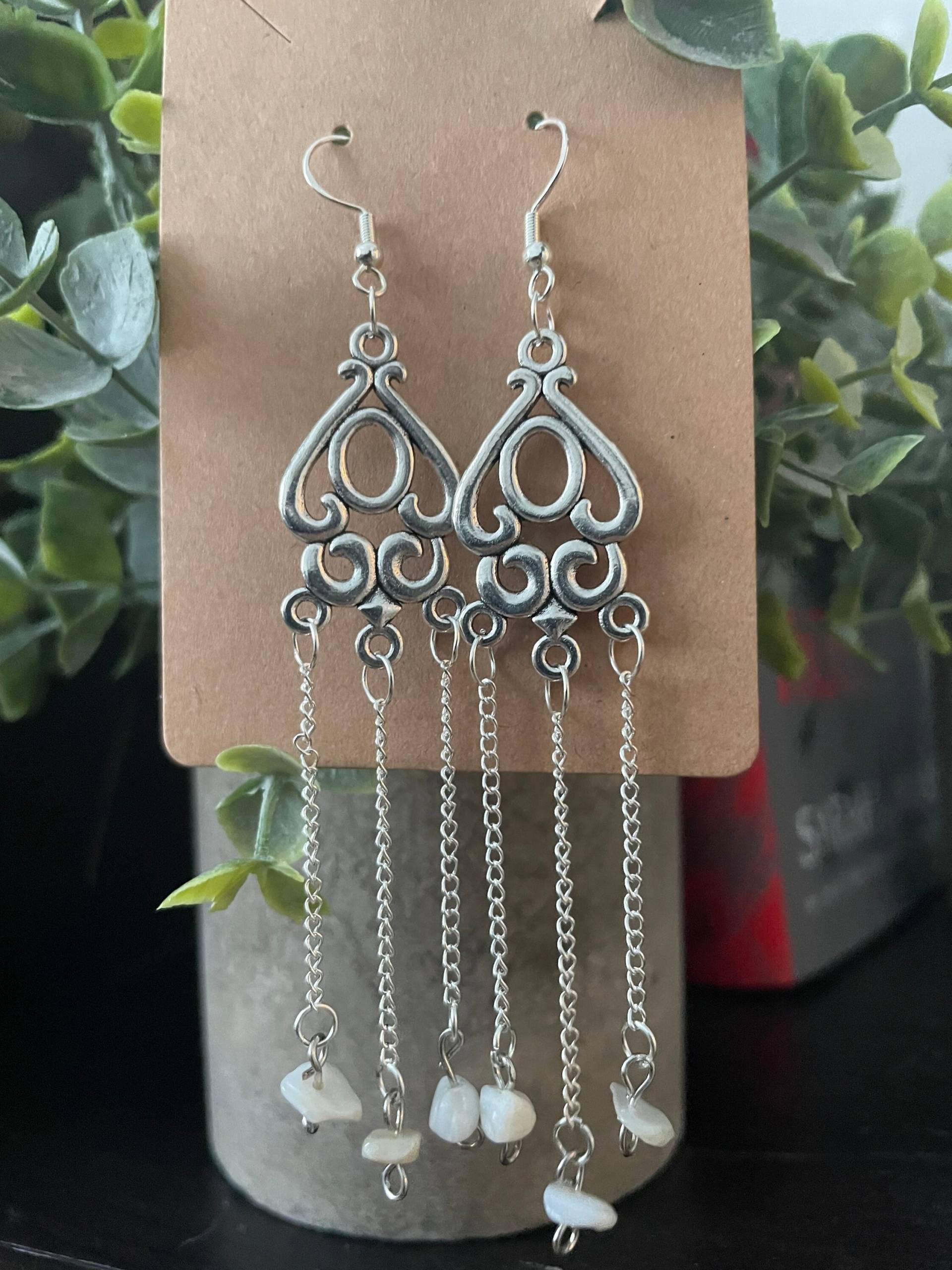 Silber Wirbel Kristall Kronleuchter Ohrringe Silber Wirbel Kristall Kronleuchter Ohrringe von kelbjewelry
