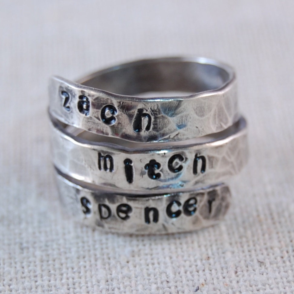 Mütter Ring Personalisierte Sterling Silber Mutter Wrapring Namensring Mütter Ring Personalisierte Sterling Silber Mutter Wrapring Namensring von kellymaekreations