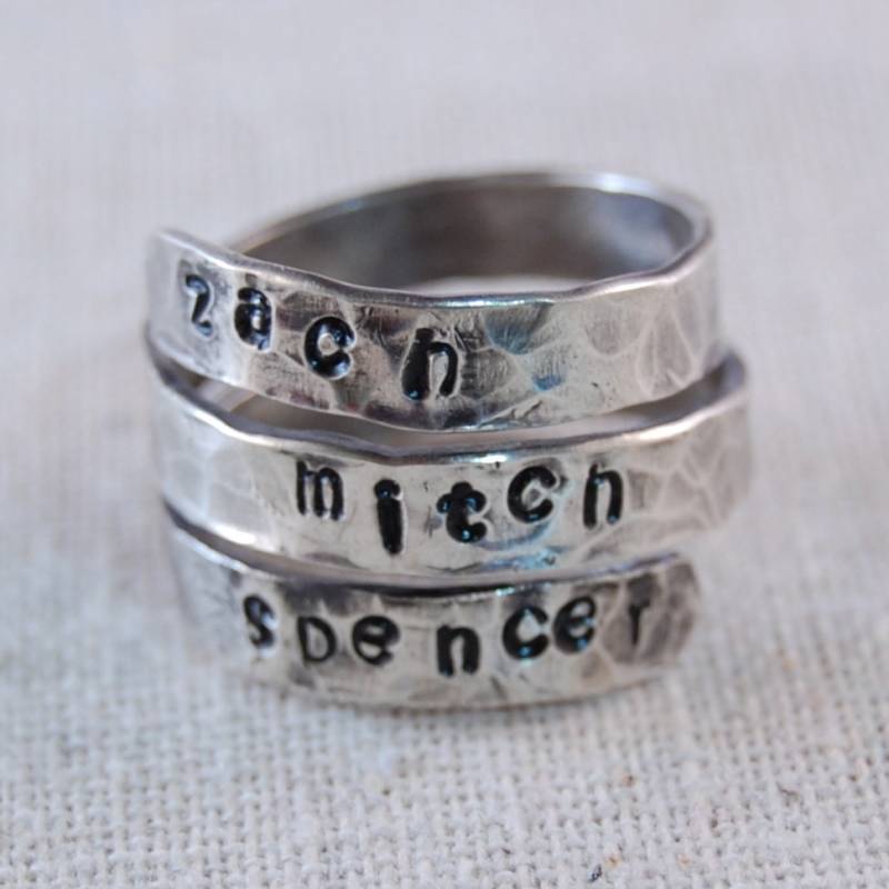 Mütter Ring Personalisierte Sterling Silber Mutter Wrapring Namensring Mütter Ring Personalisierte Sterling Silber Mutter Wrapring Namensring von kellymaekreations
