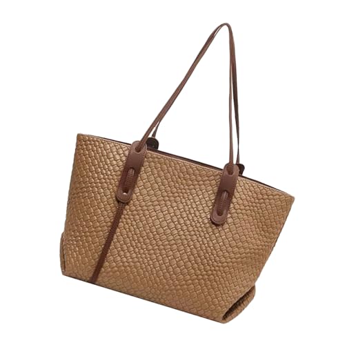 keloppasit Geflochtene Strandtasche,Leder Handtasche | Leichte Faltbare Handtasche für Einkaufen Arbeit Reise von keloppasit