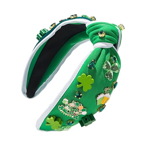 keloppasit St. Patricks Day Stirnband für Damen, Fotoautomaten-Kostüm, Stirnbänder mit Strasssteinen und breitem Oberteil für Damen, St. Patrick's Day Zubehör von keloppasit