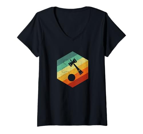 Damen Kendama Retro, Kendama T-Shirt mit V-Ausschnitt Damen Kendama Retro, Kendama T-Shirt mit V-Ausschnitt von kendama clothes