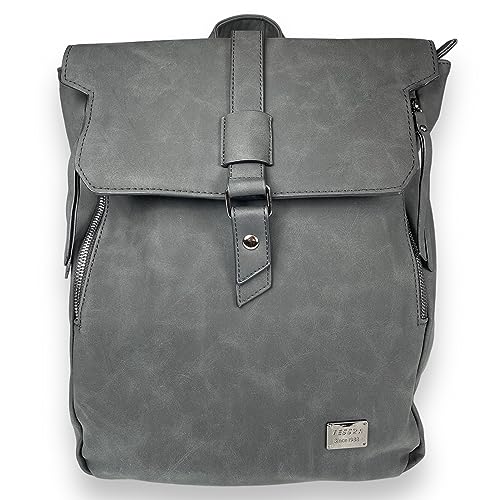 2in1 Rucksack & Umhängetasche in Einem D5768, Damen Rucksacktasche, Multifunktionsrucksack, cross bag Schultertasche, A4 Format, viele Fächer, uni modern (black) von kennydoo