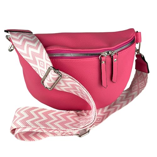 Bauchtasche mit breitem Muster-Trageriemen | Gürteltasche Damen Herren | Umhängetasche | Mode Hüfttasche | Tasche JX818 (pink) von kennydoo