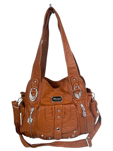 kennydoo Handtasche Damen Mittelgroß PU Leder Tasche Damen Henkeltaschen Damenhandtasche Damentaschen Tote Bag Schultertaschen Shopper AKW22026 (braun) von kennydoo