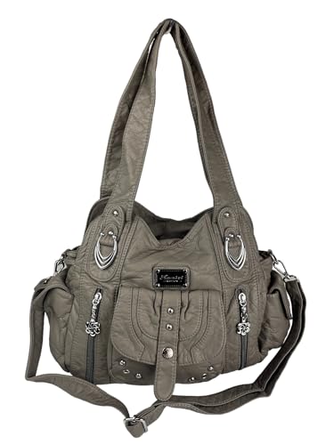 kennydoo Handtasche Damen Mittelgroß PU Leder Tasche Damen Henkeltaschen Damenhandtasche Damentaschen Tote Bag Schultertaschen Shopper AKW22026 (grau) von kennydoo
