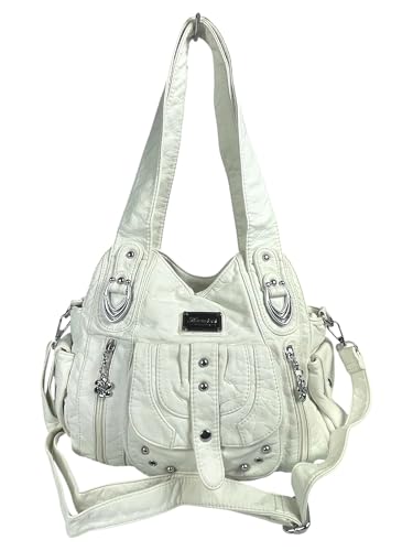 kennydoo Handtasche Damen Mittelgroß PU Leder Tasche Damen Henkeltaschen Damenhandtasche Damentaschen Tote Bag Schultertaschen Shopper AKW22026 (weiß) von kennydoo