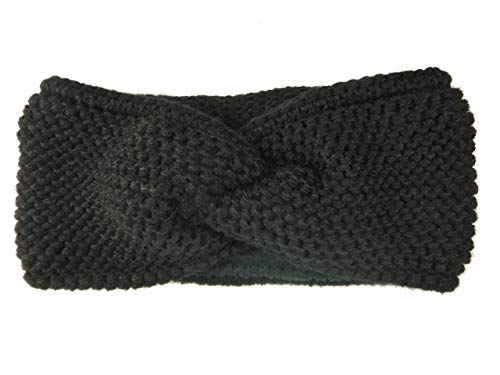 kennydoo Vender Damen Strick Stirnband mit Knoten I locker gestrickt I Fleece Futter I Haarband I Headband (schwarz) von kennydoo
