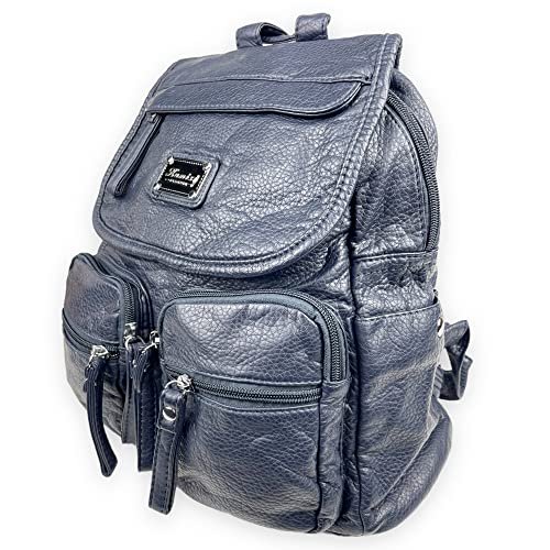 kennydoo moderner Damen Rucksack von Kumixi 160432 I weiches Leder Imitat, viele Fächer (marine blau) von kennydoo
