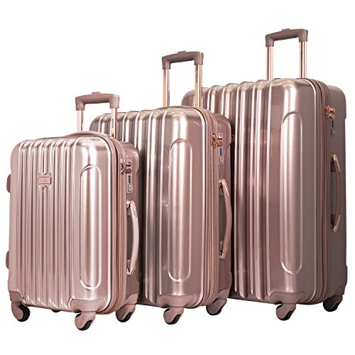 kensie Damen Alma Hardside Spinner Gepäck, Roségold, 3-Piece Set (20/24/28), Alma Hardside Trolley von kensie