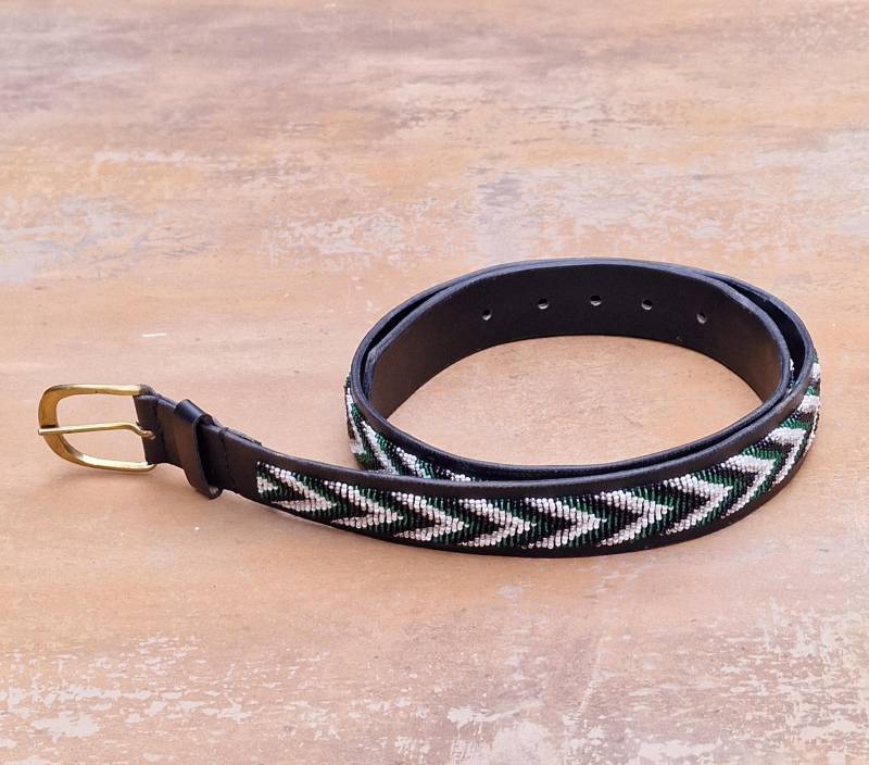 37-42 Zoll Massai Perlengürtel, Ledergürtel, Unisex Gürtel von kenyancraftscompany