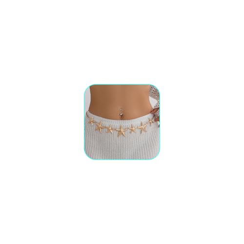 Muschel-Seestern-Ketten, Taille für Frauen, Boho-Conch-Körperkette, Perle, Seestern-Ketten, Taille, Sommer, Strand, Körperschmuck, Bunt, 90 cm von kepvrio