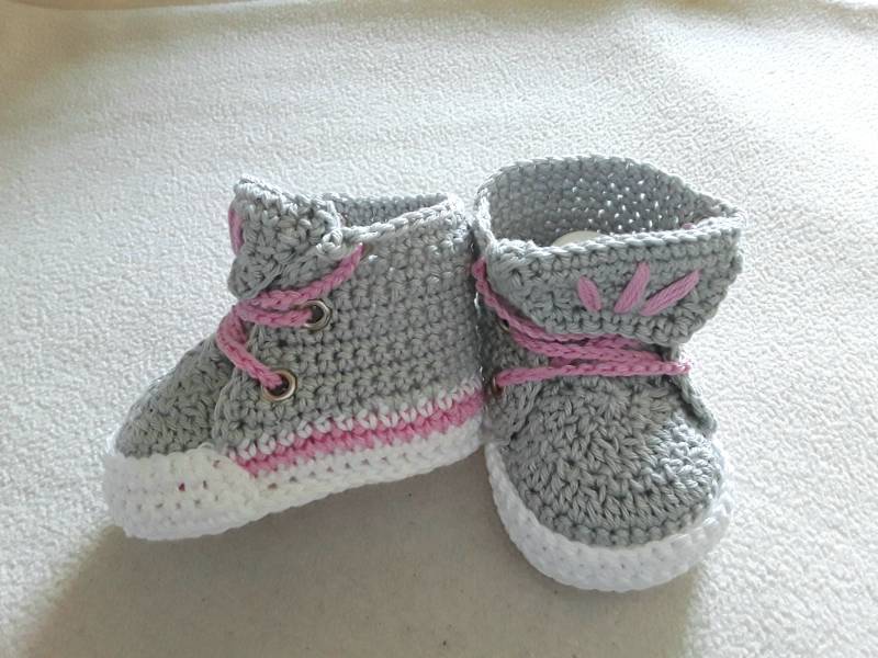 Babyschuhe/Turnschuhe Gehäkelt Geschenk Zur Geburt Taufe Mädchen Jungen Sneaker von keresk