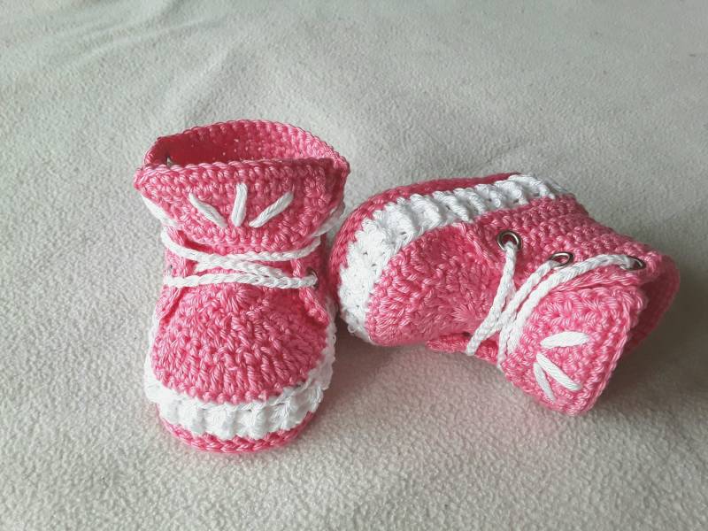Babyschuhe/Turnschuhe Gehäkelt Geschenk Zur Geburt Taufe Mädchen Jungen Sneaker von keresk