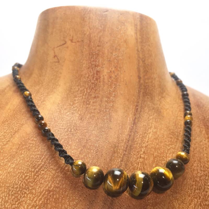 Kette Edelstein "Tigerauge" Längenverstellbar, Geschenk Frau Damen Collier Hochzeit Schmuck Kette Edelstein "Tigerauge" Längenverstellbar, Geschenk Frau Damen Collier Hochzeit Schmuck von kerzenshoplotus