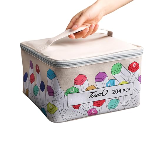 kesurpae Bunte Stifttasche für Stifte, Aufbewahrungsbox, stilvolle Aufbewahrung für Stifte, PU Markenaufbewahrung für Bunte Marker, Farbbasis, 204 Farben von kesurpae