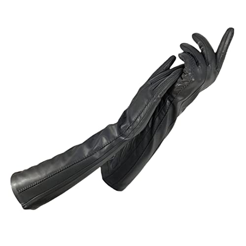 Damen Winter Warme Handschuhe Damen Handschuhe Kaschmir Futter Lange Handschuhe Ellenbogen Arm Ärmel Leder Handschuhe, dunkelgrau, 8.5 von keusyoi